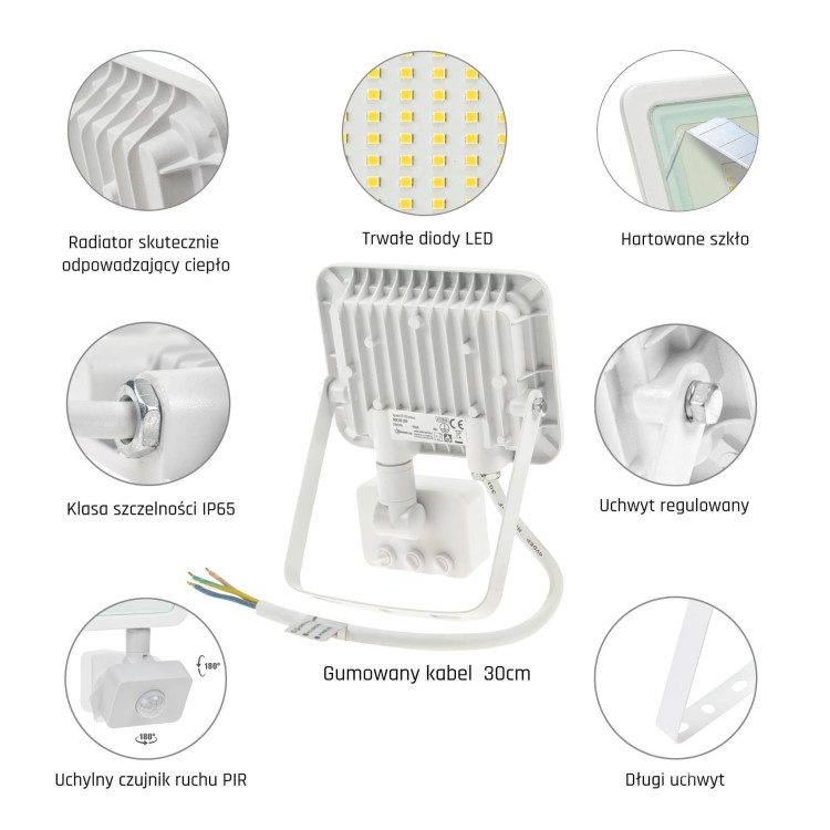 Naświetlacz NOCTIS LUX 2 20W CW 230V IP44 158x121x25mm Biały czujnik ruchu PIR SLI029042CW_CZUJNIK SPECTRUM LED