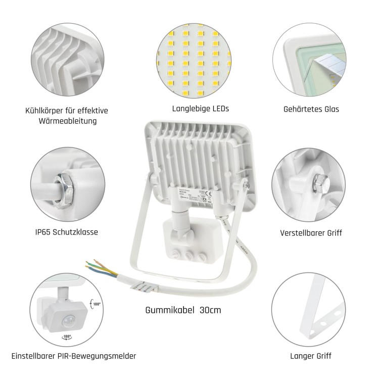 Naświetlacz NOCTIS LUX 2 20W NW 230V IP44 158x121x25mm Biały czujnik ruchu PIR SLI029042NW_CZUJNIK SPECTRUM LED