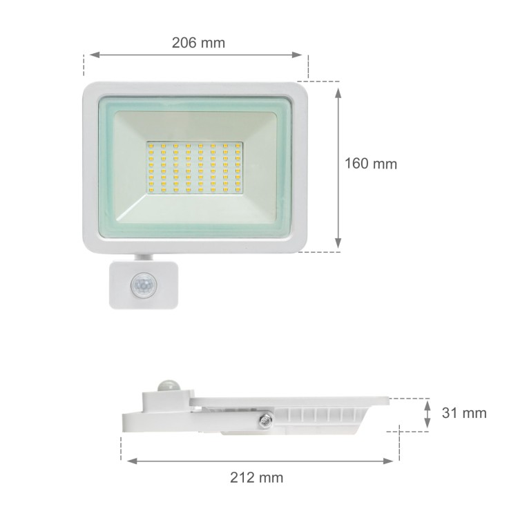 Naświetlacz NOCTIS LUX 2 50W CW 230V IP44 212x206x35mm Biały czujnik ruchu PIR SLI029044CW_CZUJNIK SPECTRUM LED