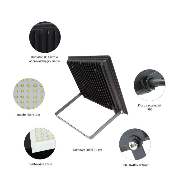 Naświetlacz NOCTIS LUX 3 100W CW 230V IP65 270x210x27mm Czarny SLI029046CW_PW SPECTRUM LED