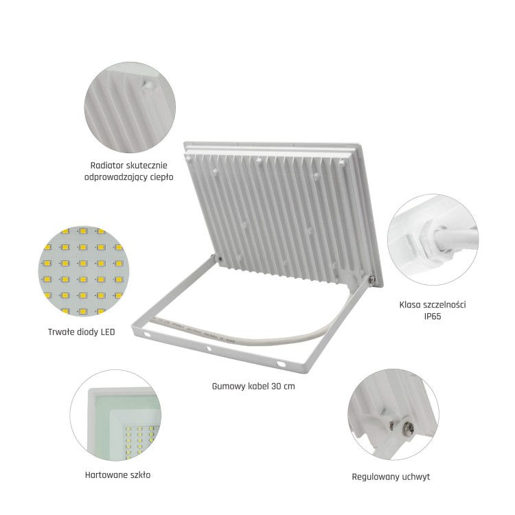 Naświetlacz NOCTIS LUX 3 100W CW 230V IP65 270x210x27mm Biały SLI029047CW_PW SPECTRUM LED
