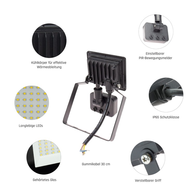 Naświetlacz NOCTIS LUX 3 10W CW 230V IP44 114x150x53mm Czarny czujnik ruchu PIR SLI029048CW_CZUJNIK_PW SPECTRUM LED