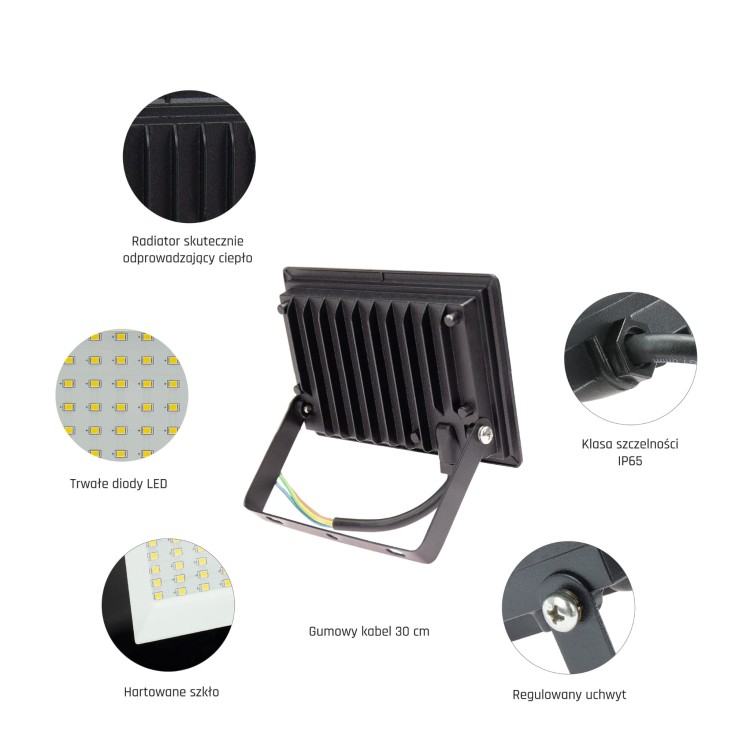 Naświetlacz NOCTIS LUX 3 20W WW 230V IP65 120x90x27mm Czarny SLI029049WW_PW SPECTRUM LED