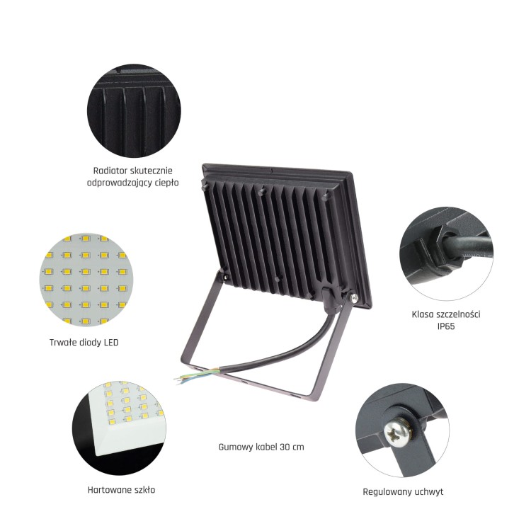 Naświetlacz NOCTIS LUX 3 50W WW 230V IP65 180x140x27mm Czarny SLI029051WW_PW SPECTRUM LED