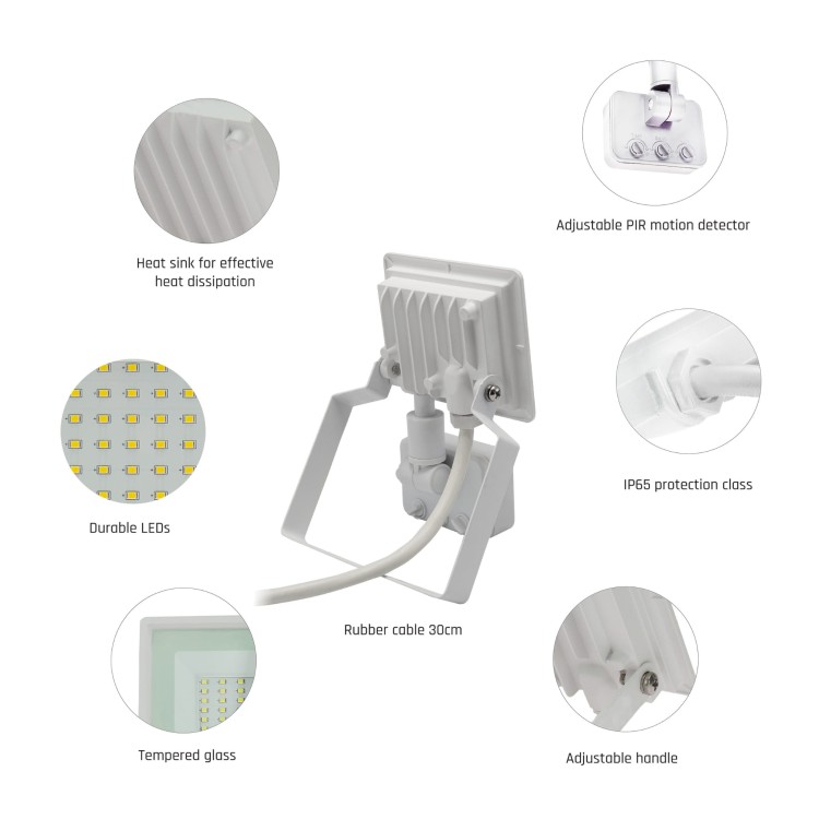 Naświetlacz NOCTIS LUX 3 10W CW 230V IP44 114x150x53mm Biały czujnik ruchu PIR SLI029052CW_CZUJNIK_PW SPECTRUM LED