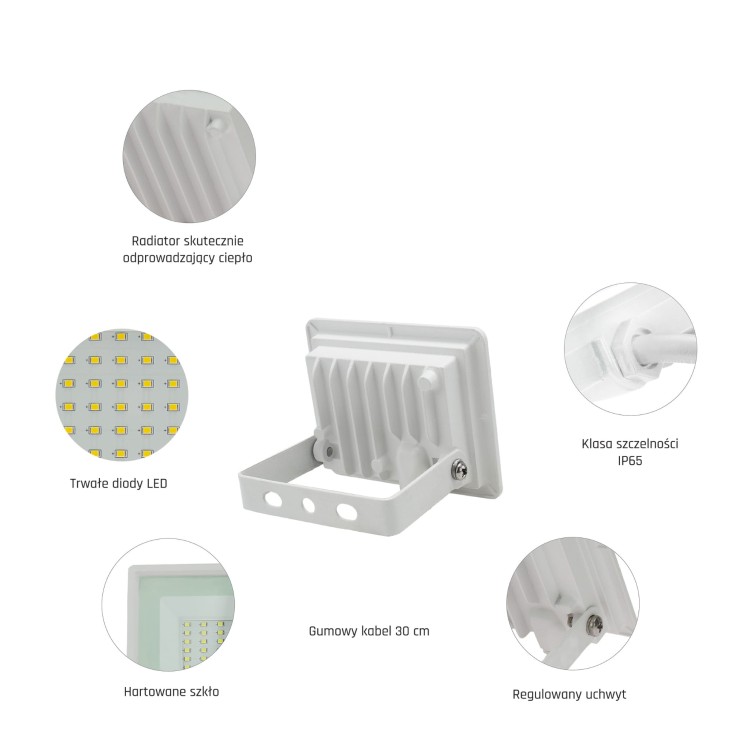 Naświetlacz NOCTIS LUX 3 10W NW 230V IP65 90x75x27mm Biały SLI029052NW_PW SPECTRUM LED