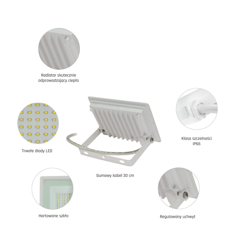 Naświetlacz NOCTIS LUX 3 30W WW 230V IP65 150x110x27 Biały SLI029054WW_PW SPECTRUM LED