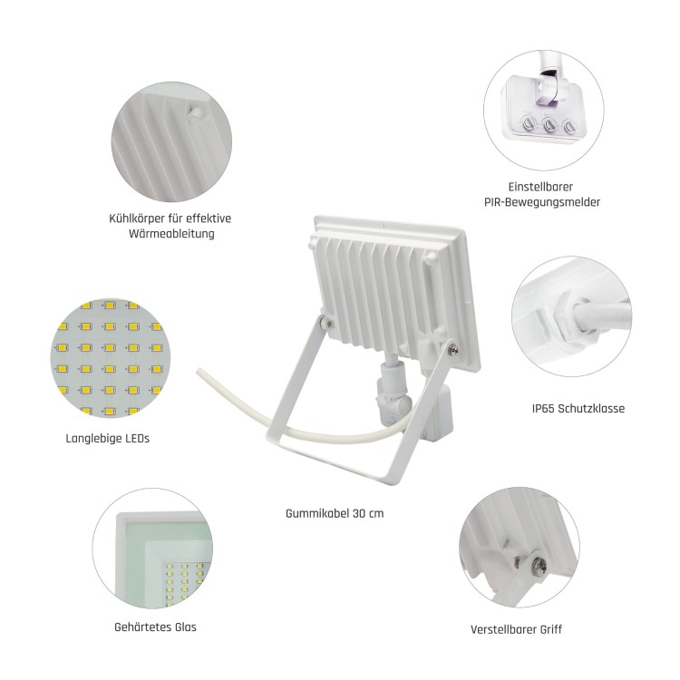 Naświetlacz NOCTIS LUX 3 50W NW 230V IP44 180x215x53mm Biały czujnik ruchu PIR SLI029055NW_CZUJNIK_PW SPECTRUM LED