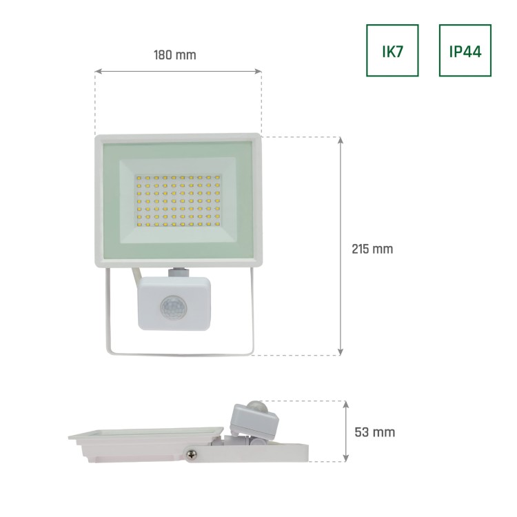 Naświetlacz NOCTIS LUX 3 50W NW 230V IP44 180x215x53mm Biały czujnik ruchu PIR SLI029055NW_CZUJNIK_PW SPECTRUM LED