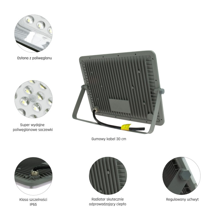 Naświetlacz NOCTIS MAX 100W CW 230V 85st IP65 294x215x30 mm Szary 5 Lat Gwarancji SLI029056CW_PW SPECTRUM LED