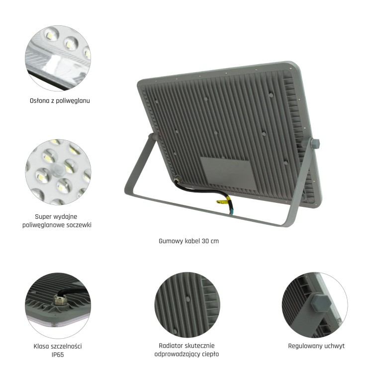 Naświetlacz NOCTIS MAX 200W CW 230V 85st IP65 410x290x30 mm Szary 5 Lat Gwarancji SLI029057CW_PW SPECTRUM LED