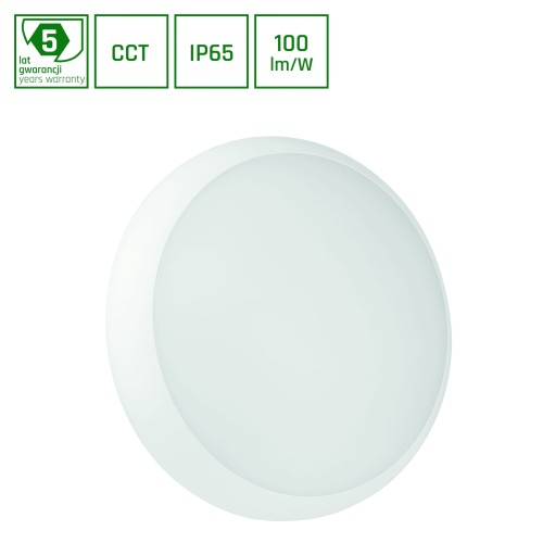 Plafon NYMPHEA CITY PRO 18W CCT 230V 120st IP65 IK10 FI330x79mm białe Biały okrągłe okrągła 5 Lat Gwarancji SLI031028CCT SPECTRUM LED