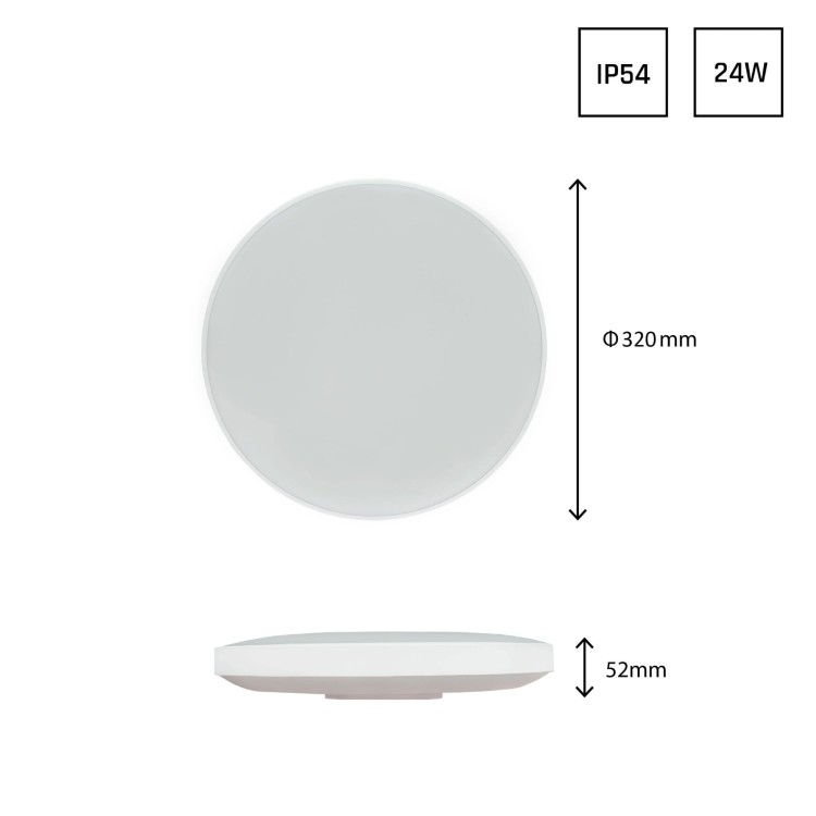 Plafon NYMPHEA BLACK & WHITE RINGS 24W CW 230V 115st IP54 FI320x52 Biały/Czarny Okrągła SLI031035CW_PW SPECTRUM LED