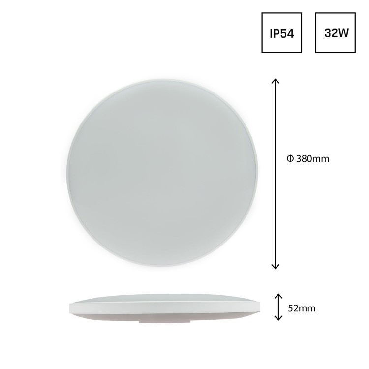 Plafon NYMPHEA BLACK & WHITE RINGS 32W WW 230V 115st IP54 FI380x55 Biały/Czarny Okrągła Czujnik SLI031036WW_PW_CZUJNIK SPECTRUM LED