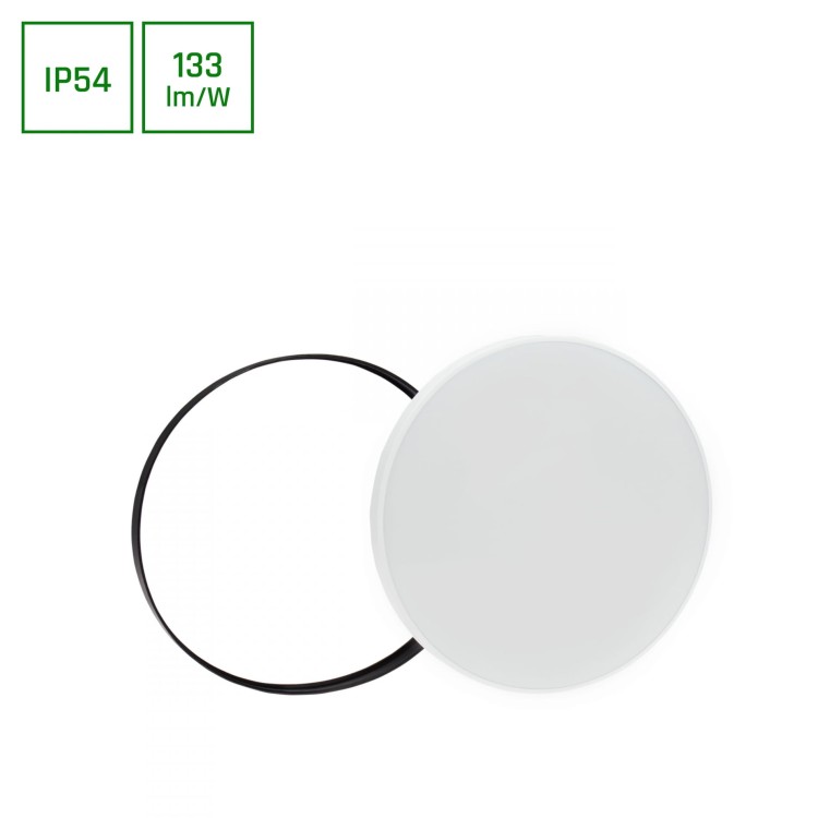 Plafon NYMPHEA BLACK & WHITE RINGS 40W WW 230V 115st IP54 FI485x70 Biały/Czarny Okrągła Czujnik SLI031037WW_PW_CZUJNIK SPECTRUM LED