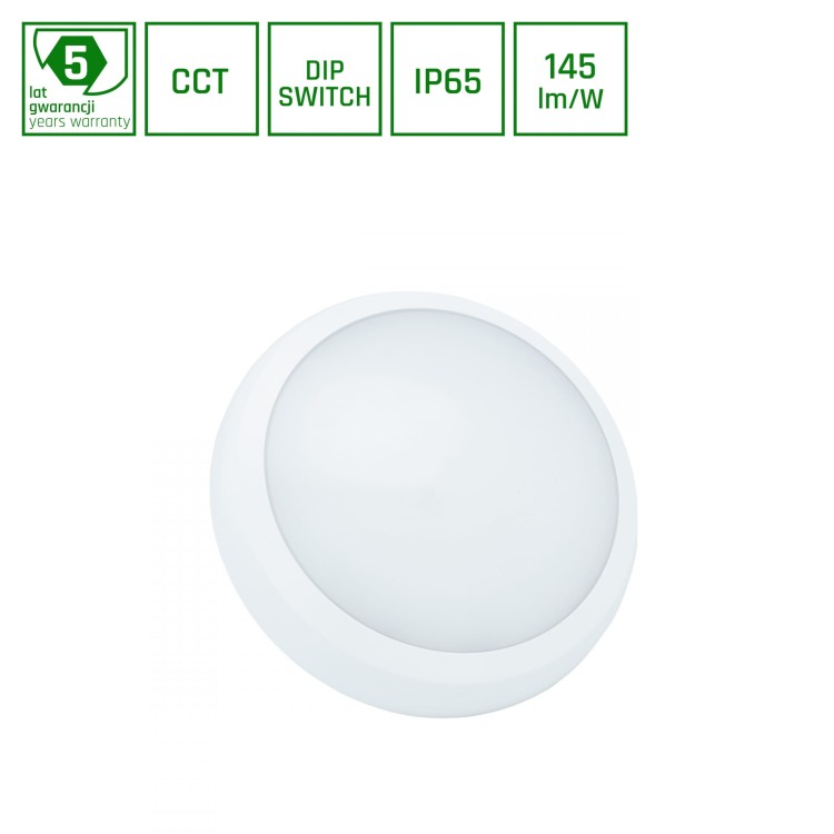 Plafon NYMPHEA CITY PRO 2 24/30W CCT 230V 120st IP65 IK08 FI320x80mm białe Biały okrągłe okrągła 5 Lat Gwarancji SLI031040CCT_PW SPECTRUM LED