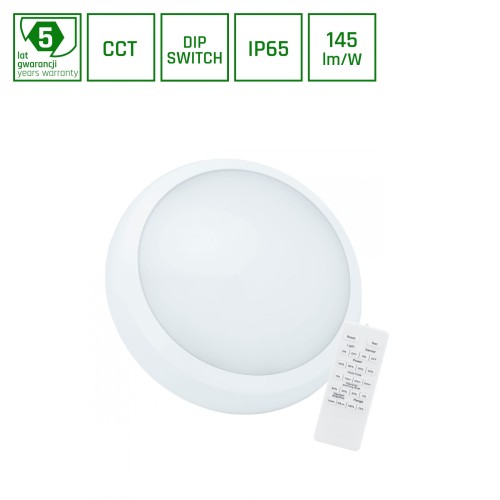 Plafon NYMPHEA CITY PRO 2 24/30W CCT 230V 120st IP65 IK08 FI320x80mm białe Biały okrągłe okrągła czujnik z pilotem 5 lat SLI031040CCT_PW_SENSOR SPECTRUM LED