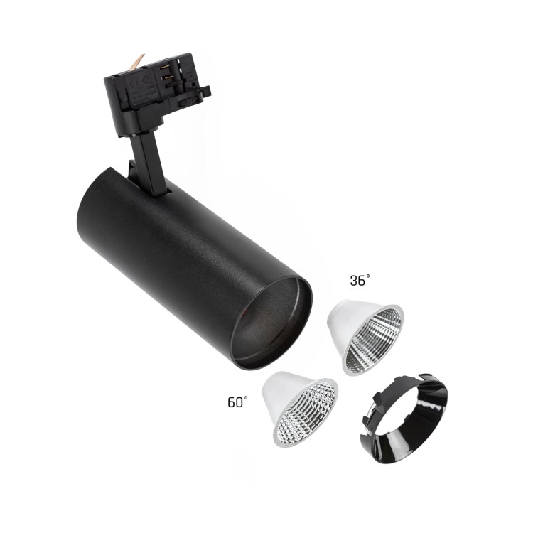 Lampa szynowa Reflektor szynowy ANDROMEDA na Szynoprzewód 3F 25W WW 230V 36, 60st IP20 170x160x74mm Czarny SLI033018WW_PW SPECTRUM LED szynoprzewodu