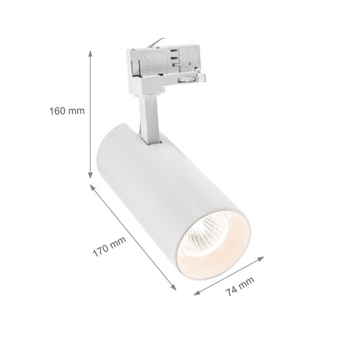 Lampa szynowa Reflektor szynowy ANDROMEDA na Szynoprzewód 3F 25W WW 230V 36, 60st IP20 170x160x74mm Biały SLI033019WW_PW SPECTRUM LED szynoprzewodu