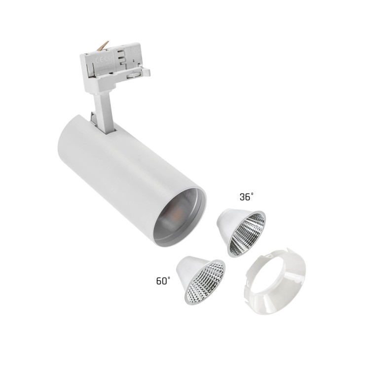 Lampa szynowa Reflektor szynowy ANDROMEDA na Szynoprzewód 3F 25W WW 230V 36, 60st IP20 170x160x74mm Biały SLI033019WW_PW SPECTRUM LED szynoprzewodu