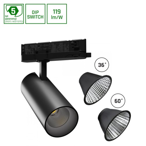 Lampa szynowa Reflektor szynowy ANDROMEDA 15-27W NW 230V 36, 60st. IP20 Ra90 74x170x170 Czarny 5 Lat Gwarancji z regulacją mocy SLI033021NW_PW SPECTRUM LED szynoprzewodu