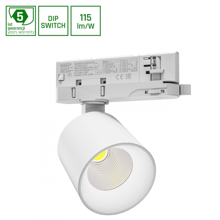 Lampa szynowa Reflektor szynowy ARTEMIDA MINI 6,5-20W NW 230V 36, 60st. IP20 Ra90 75x78x110 Biały 5 Lat Gwarancji z regulacją mocy SLI033024NW_PW SPECTRUM LED szynoprzewodu