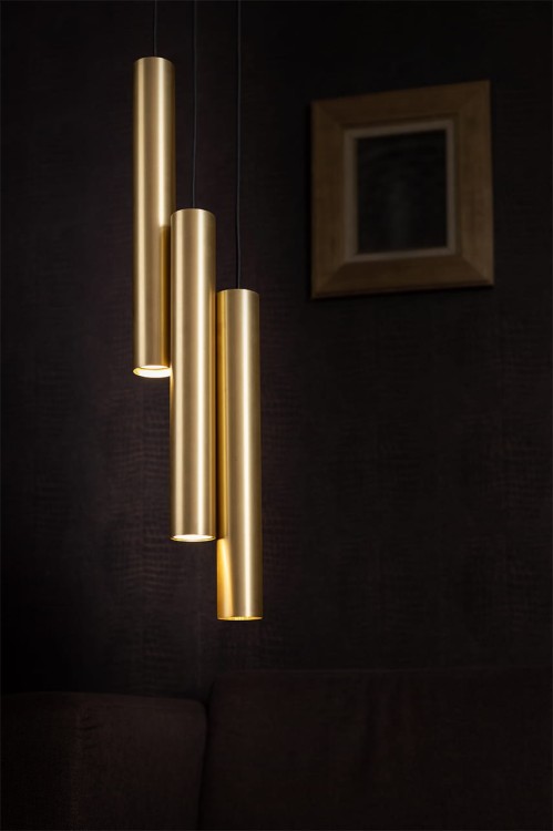 Lampa sufitowa wisząca Industrialna Loft EYE SOLID BRASS III zwis L 8915 NOWODVORSKI Lighting GU10 x3 oświetleniowa żyrandol nowoczesna metal do Kuchni Jadalni nad stół blat wyspę mosiądz złoto-czarna zwis Inspiracje Premium
