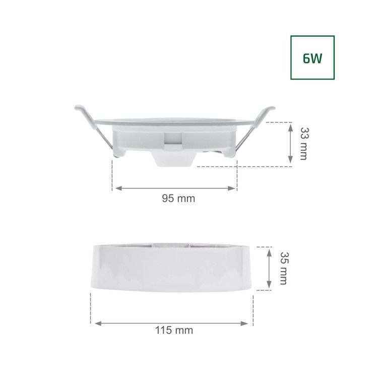 ALGINE ECO 2w1 Natynk-Podtynk Downlight 6W WW 230V 110st IP20 IK06 115x35mm białe Biały okrągłe okrągła SLI037027WW_PW SPECTRUM LED