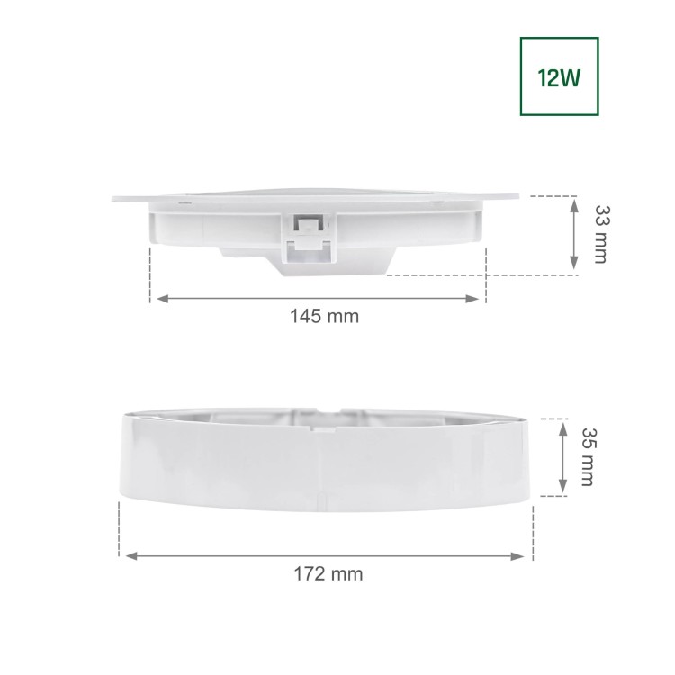 ALGINE ECO 2w1 Natynk-Podtynk Downlight 12W WW 230V 110st IP20 IK06 170x35mm białe Biały okrągłe okrągła SLI037028WW_PW SPECTRUM LED