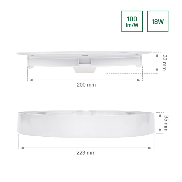 ALGINE ECO 2w1 Natynk-Podtynk Downlight 18W WW 230V 110st IP20 IK06 223x35mm białe Biały okrągłe okrągła SLI037029WW_PW SPECTRUM LED