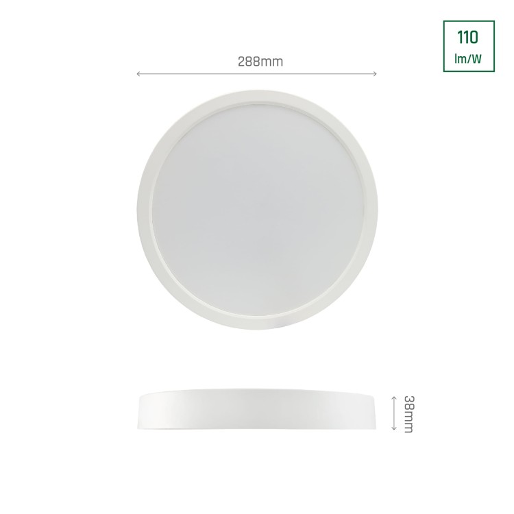 ALGINE Natynk Downlight 24W NW 230V 120st IP20 IK06 288x38mm białe Biały okrągłe okrągła SLI037030NW_PW SPECTRUM LED