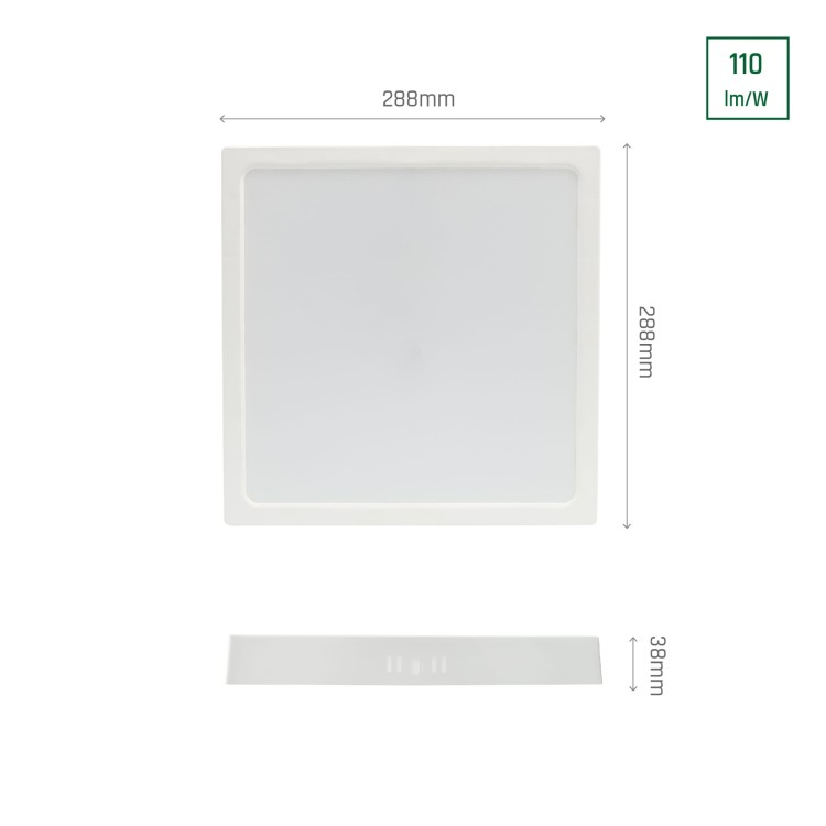 ALGINE Natynk Downlight 24W NW 230V 120st IP20 IK06 288x288x38mm Biały kwadrat SLI037031NW_PW SPECTRUM LED