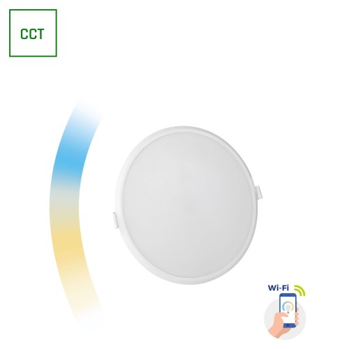 ALGINE Downlight 22W 230V 120st IP20 IK06 FI215x38mm białe Biały okrągłe okrągła CCT+DIM Wi-Fi SMART SLI038017CCT SPECTRUM LED
