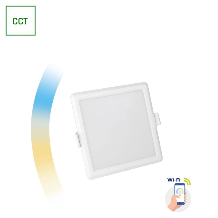 ALGINE Downlight 6W 230V 120st IP20 IK06 112x112x 35mm Biały kwadrat CCT+DIM Wi-Fi SMART SLI038018CCT SPECTRUM LED