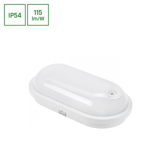 TECHNIC Lampa kanałowa 20W NW 230V 120st IP54 IK07 270x145x70mm Biały owalna czujnik ruchu PIR SLI041046NW_PW SPECTRUM LED