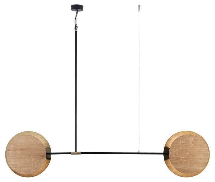 Lampa sufitowa wisząca Industrialna Loft MINIMAL II zwis 9375 NOWODVORSKI Lighting E27 x2 oświetleniowa żyrandol nowoczesna metal drewno sklejka dębowy OAK podwójna Inspiracje Premium