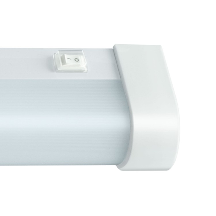 AQUATICA 15W WW 230V 150st IP44 596x46x63 białe Biały okrągłe okrągła końcówka, włącznik SLI043016WW_PW SPECTRUM LED lampa oprawa podszafkowa do kuchni nad blat do łazienki z włącznikiem