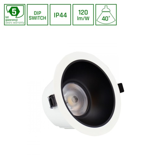 Oprawa sufitowa ORBITO Downlight 14-27W NW 230V 40st IP44 Ra90 UGR<19 169X95MM Biały/Czarny mat okr. regulacja mocy 5 SLI043020NW_PW SPECTRUM LED