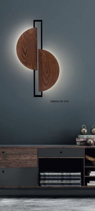 Lampa ścienna Kinkiet Industrialny Loft SUNRISE LED 7652 NOWODVORSKI Lighting 12W okrąg drewniany nowoczesna oprawa oświetleniowa dekoracyjna metal drewno sklejka podwójny Inspiracje Premium