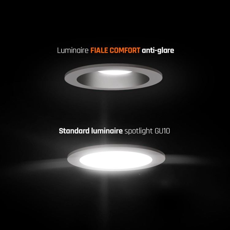 Oprawa sufitowa FIALE COMFORT ANTI-GLARE GU10 Oczko GU10 250V IP20 FI85x50mm białe Biały okrągłe okrągła Środek czarny Ruchoma SLIP001017 SPECTRUM LED podtynkowa