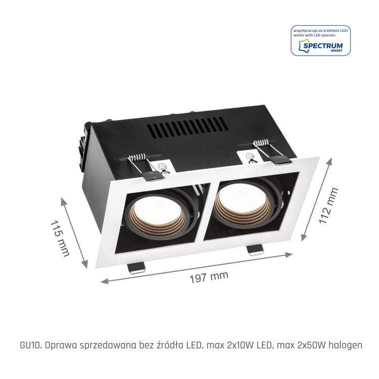MODERN DAY MINI GU10 X 2 GU10 250V IP20 112x197x115mm Biały, Środek Czarny SLIP002012 SPECTRUM LED