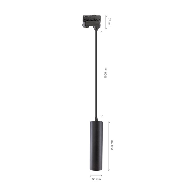 Lampa szynowa wisząca punktowa MADARA MINI II GU10 Zwis na Szynoprzewód 3F 230V IP20 fi55*200mm Czarny kabel 1m SLIP003017 SPECTRUM LED szynoprzewodu
