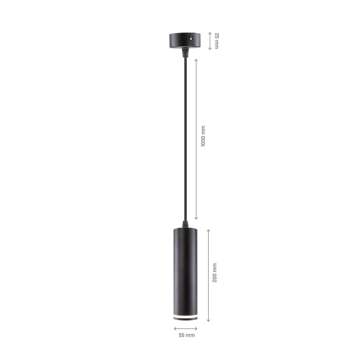 Lampa sufitowa MADARA MINI RING GU10 Zwis BAZA 230V IP20 fi55*200mm Czarny kabel 1m SLIP003019 SPECTRUM LED