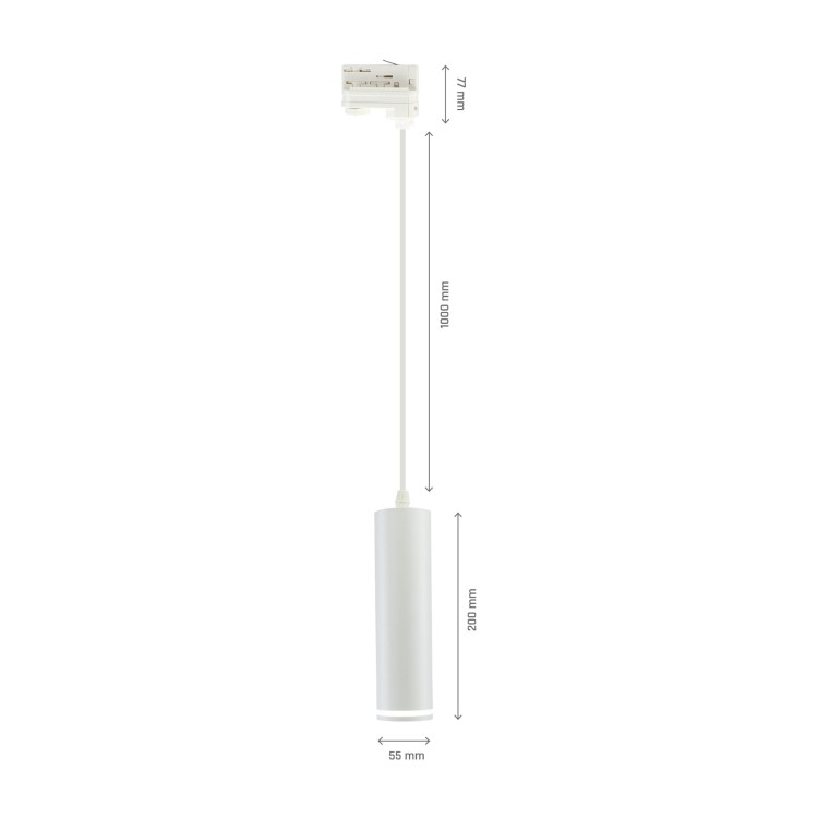 Lampa szynowa wisząca punktowa MADARA MINI RING GU10 Zwis na Szynoprzewód 3F 230V IP20 fi55*200mm Biały kabel 1m SLIP003020 SPECTRUM LED szynoprzewodu