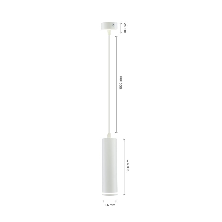 Lampa sufitowa MADARA MINI II GU10 Zwis BAZA 230V IP20 fi55*200 mm Biały kabel 1m SLIP003022 SPECTRUM LED