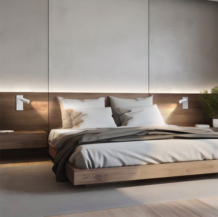 Kinkiet z włącznikiem MADARA SLIM MR11 SWITCH 230V IP20 38x95 + baza 140x60x25 Biały SLIP003039 SPECTRUM LED do sypialni