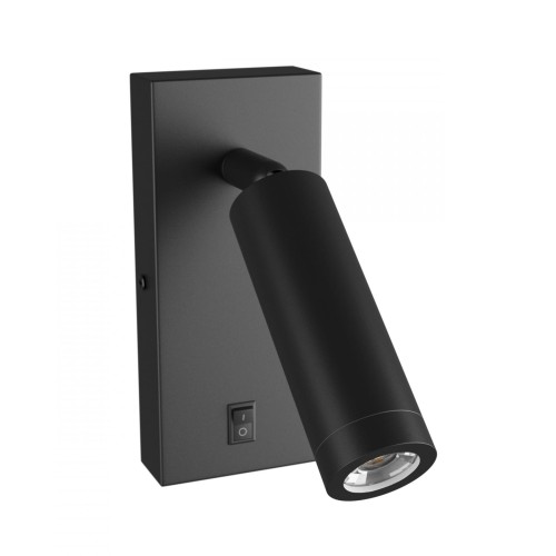 Kinkiet z włącznikiem MADARA SLIM MR11 SWITCH Kinkiet 230V IP20 38x95 + baza140x60x25 Czarny SLIP003040 SPECTRUM LED do sypialni