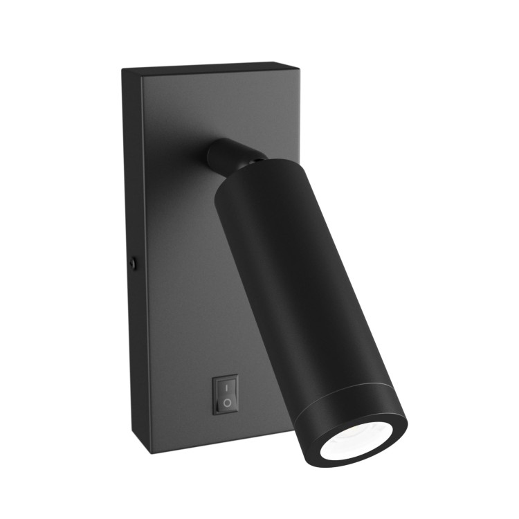 Kinkiet z włącznikiem MADARA SLIM MR11 SWITCH Kinkiet 230V IP20 38x95 + baza140x60x25 Czarny SLIP003040 SPECTRUM LED do sypialni