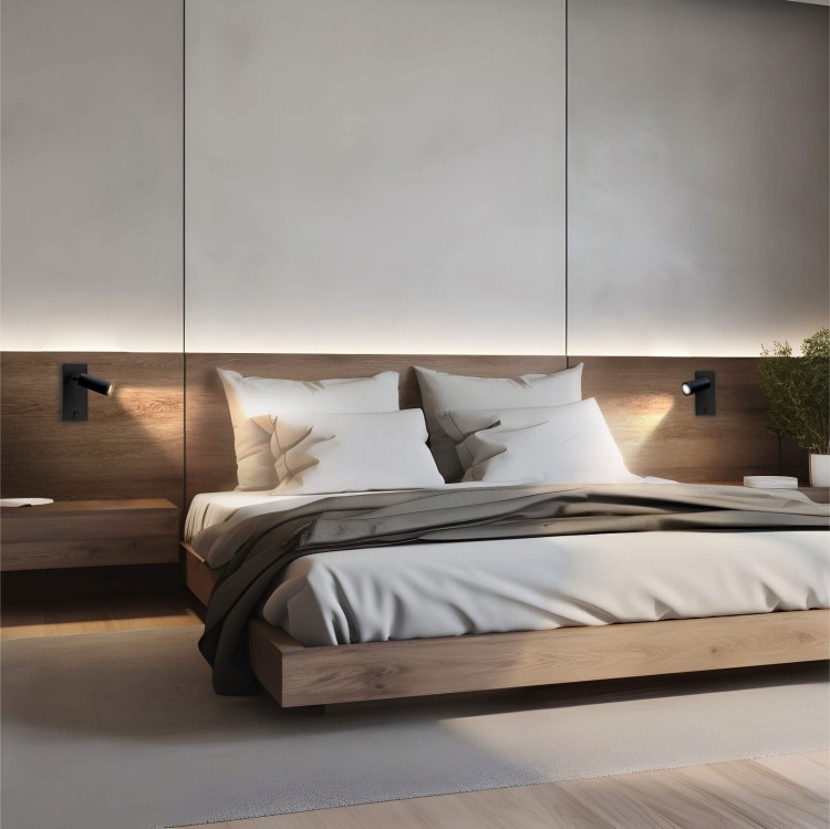 Kinkiet z włącznikiem MADARA SLIM MR11 SWITCH Kinkiet 230V IP20 38x95 + baza140x60x25 Czarny SLIP003040 SPECTRUM LED do sypialni