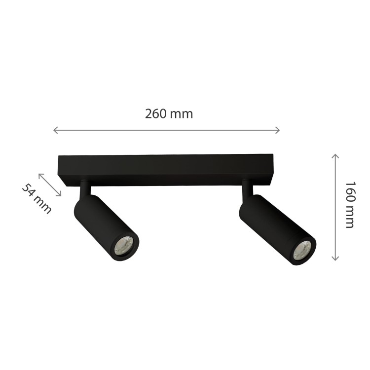 Lampa sufitowa MADARA SLIM 2 X MR11 BAZA 230V IP20 260x54x160 Czarny Ruchoma SLIP003048 SPECTRUM LED listwa natynkowa